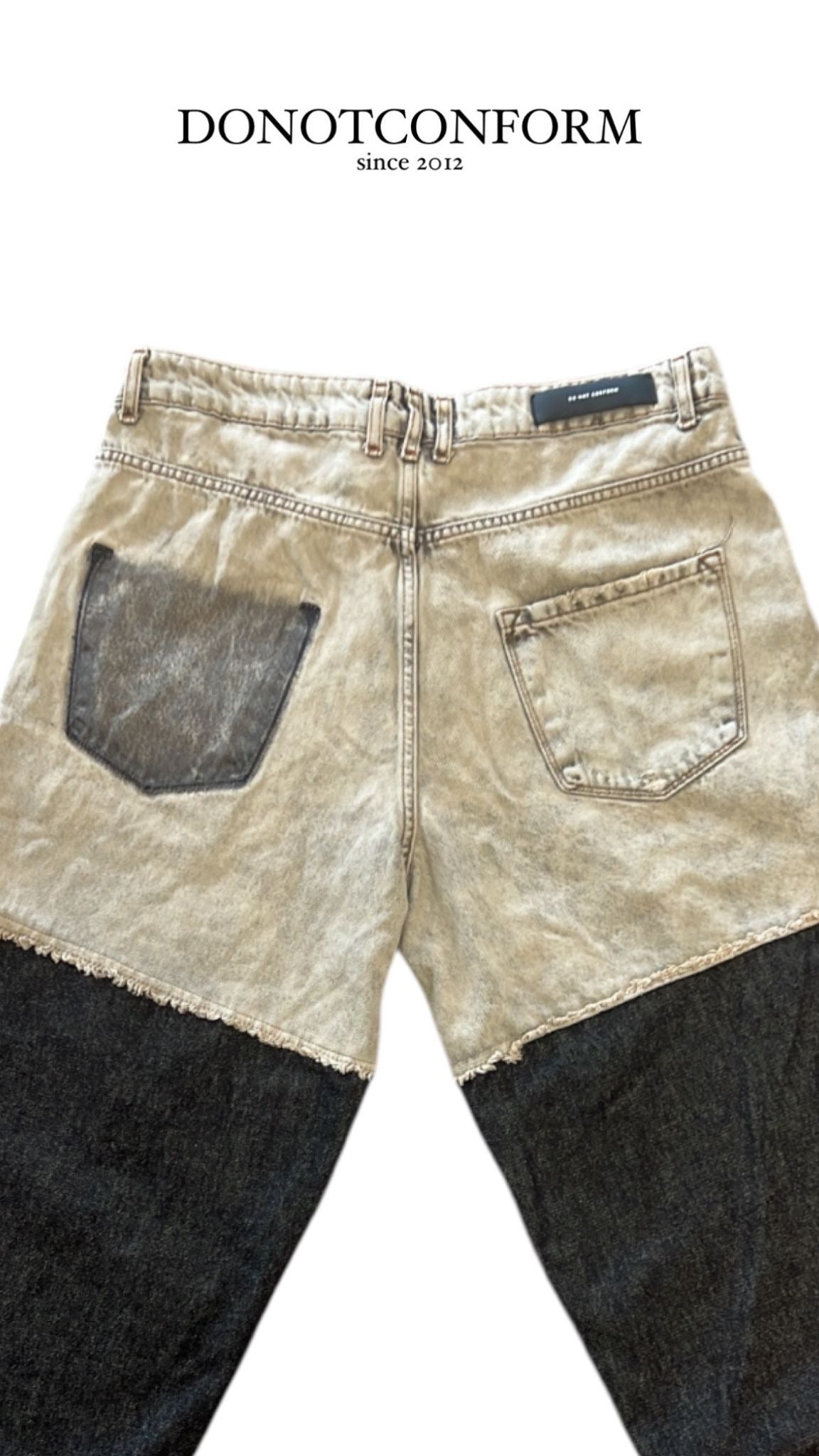 Jeans Double Fabric And Wash Grey Baggy