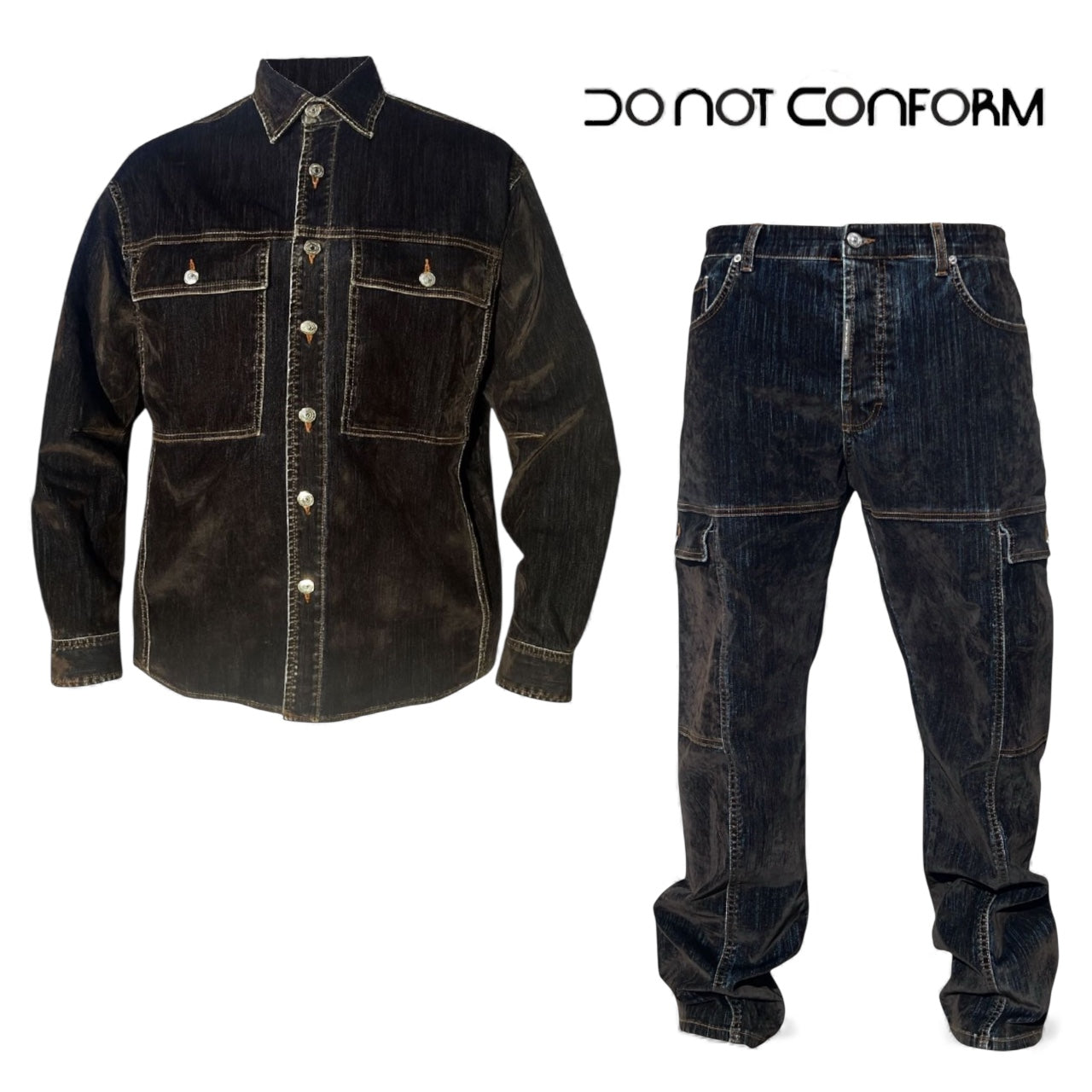 Coordinato DENIM VELVET WASH BLACK/BROWN