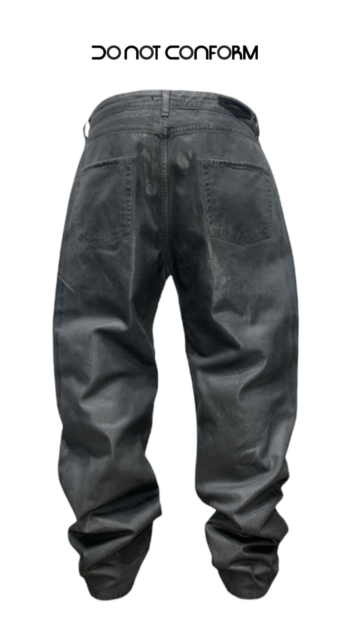 Jeans Baggy Grey Waxed Leather