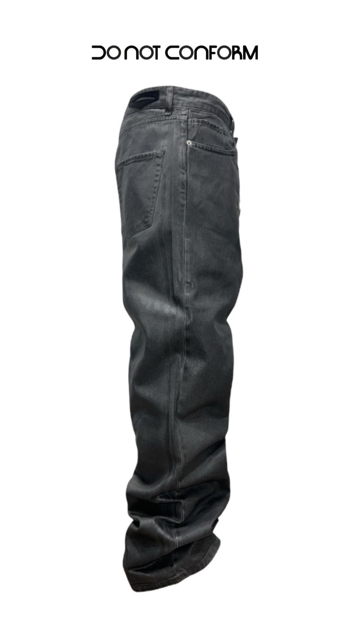 Jeans Baggy Grey Waxed Leather