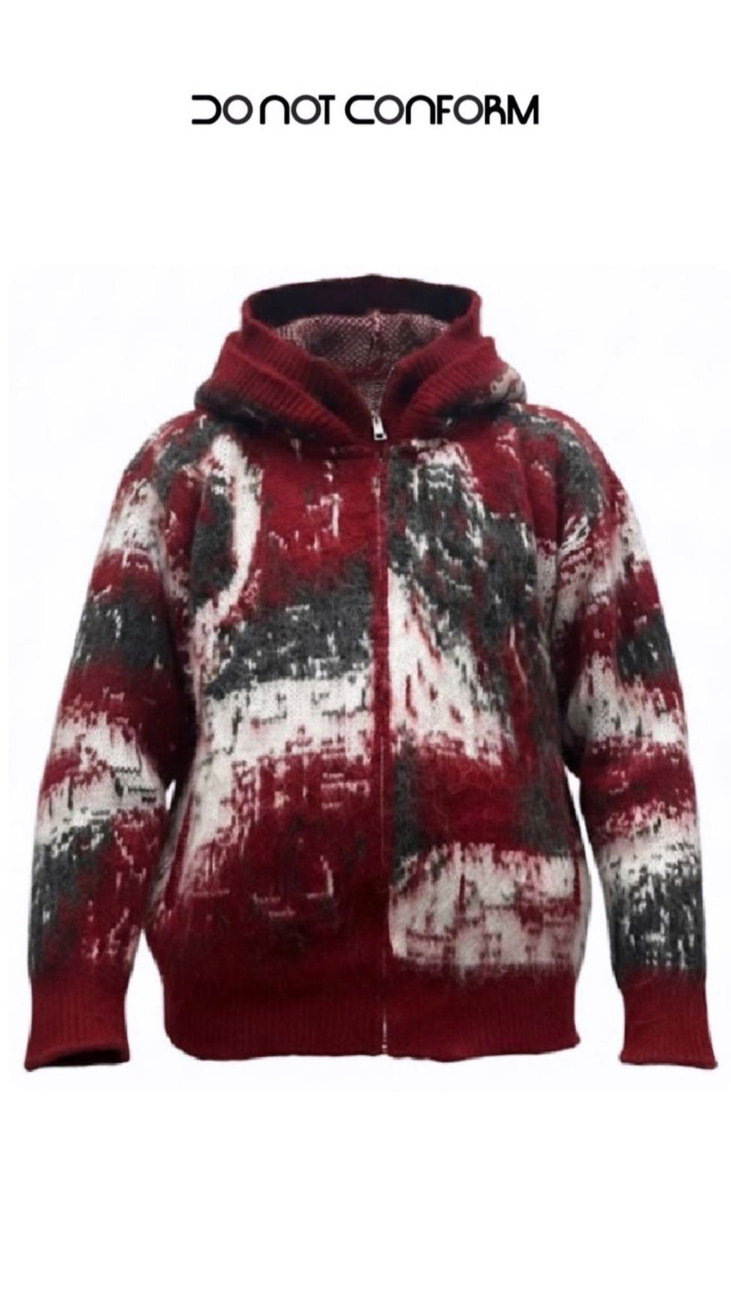 PULL ZIP DOUBLE HOOD RED