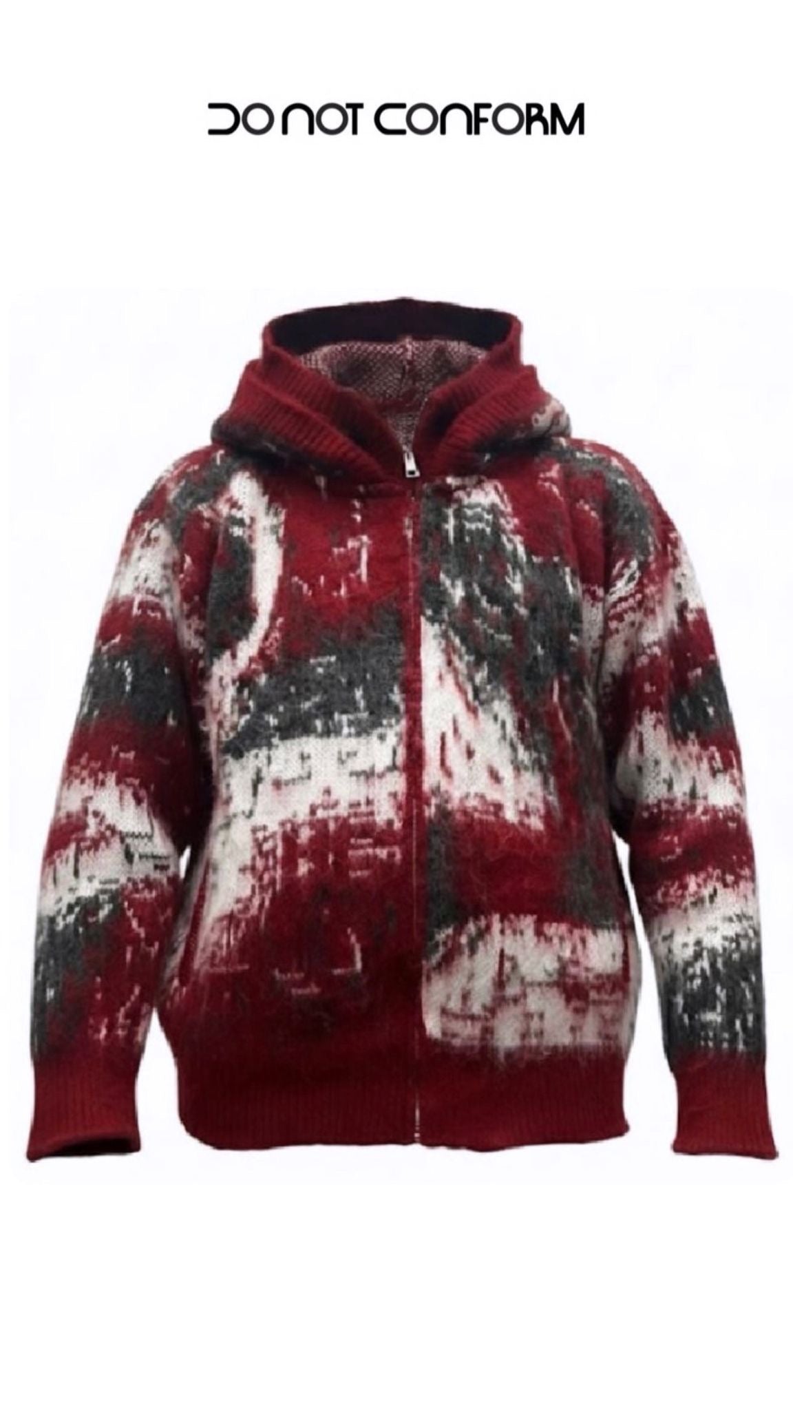 PULL ZIP DOUBLE HOOD RED