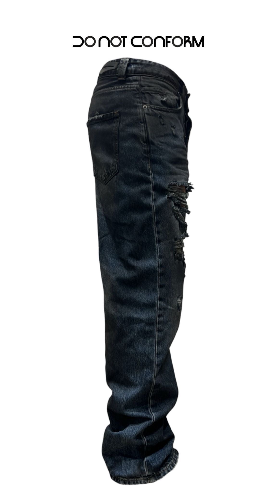 Jeans Baggy Blue Pigment Black Abrasions