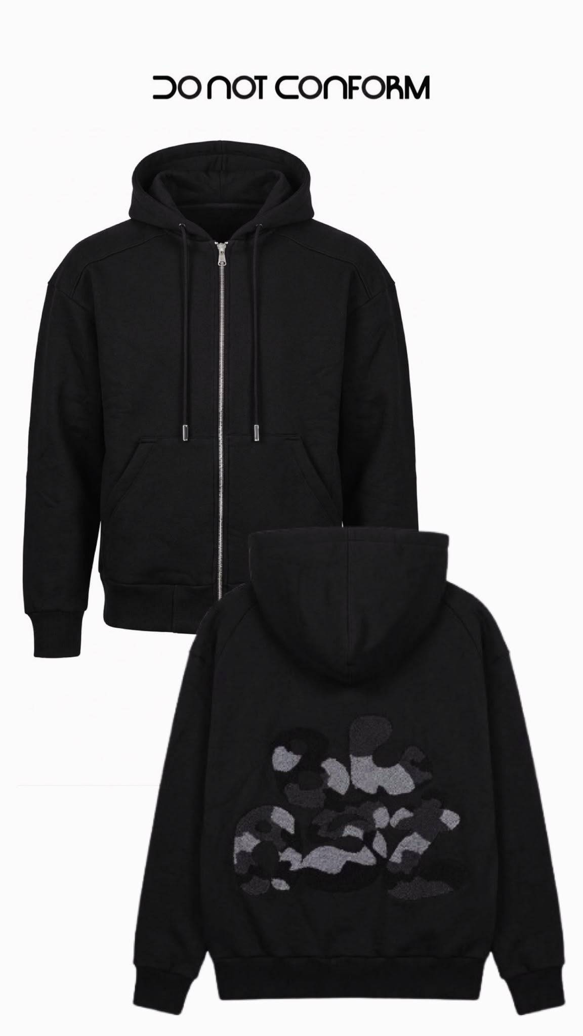Zip Up Sweat Black “Sponge”