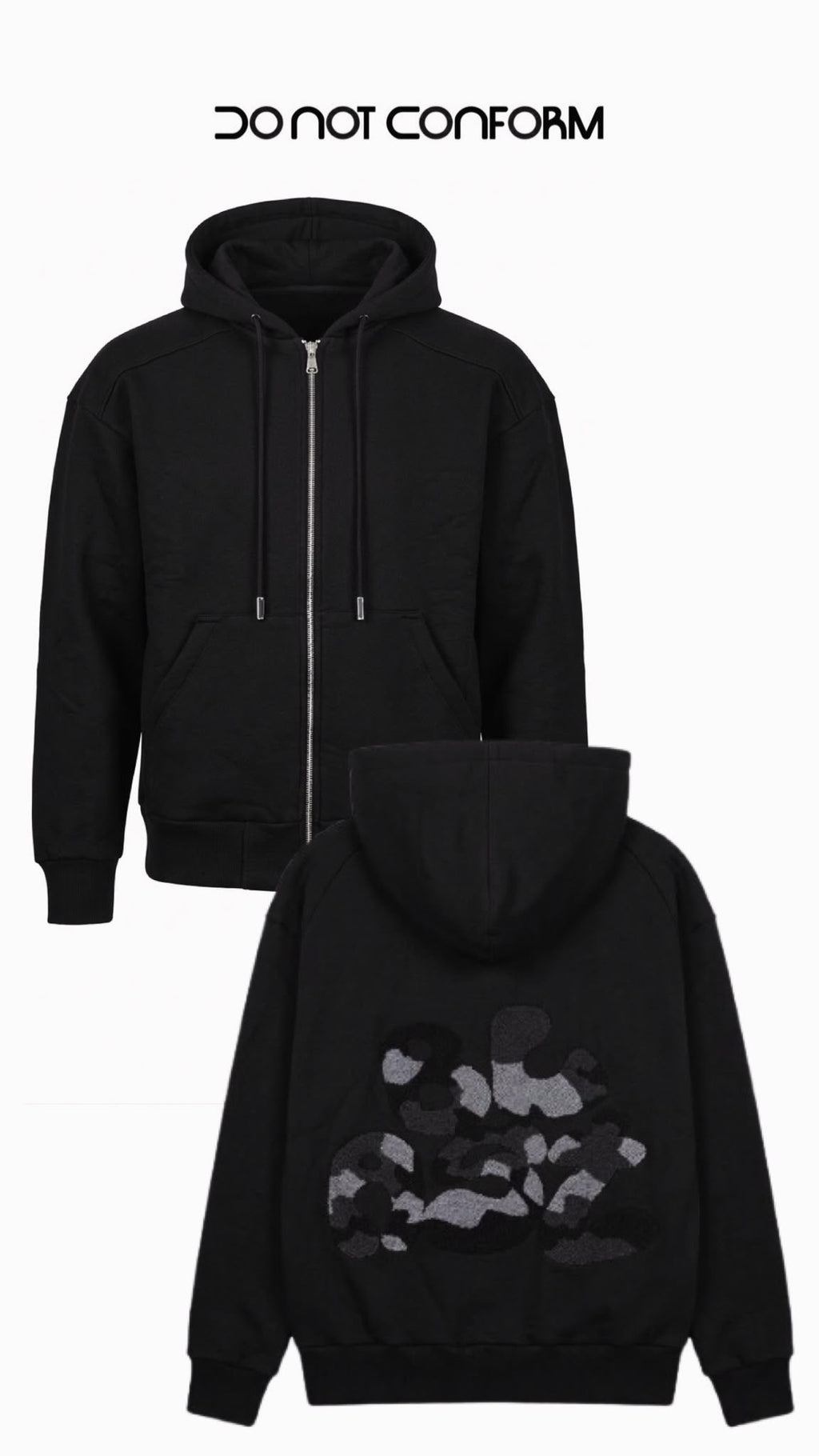 Zip Up Sweat Black “Sponge”