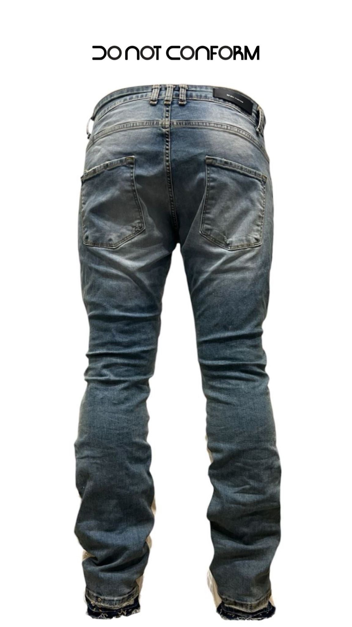 Jeans Flare Denim Pearls and Rhinestones