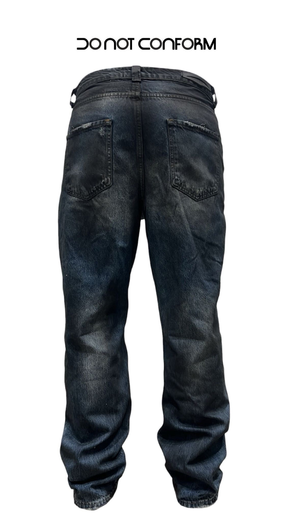 Jeans Baggy Blue Pigment Black Abrasions