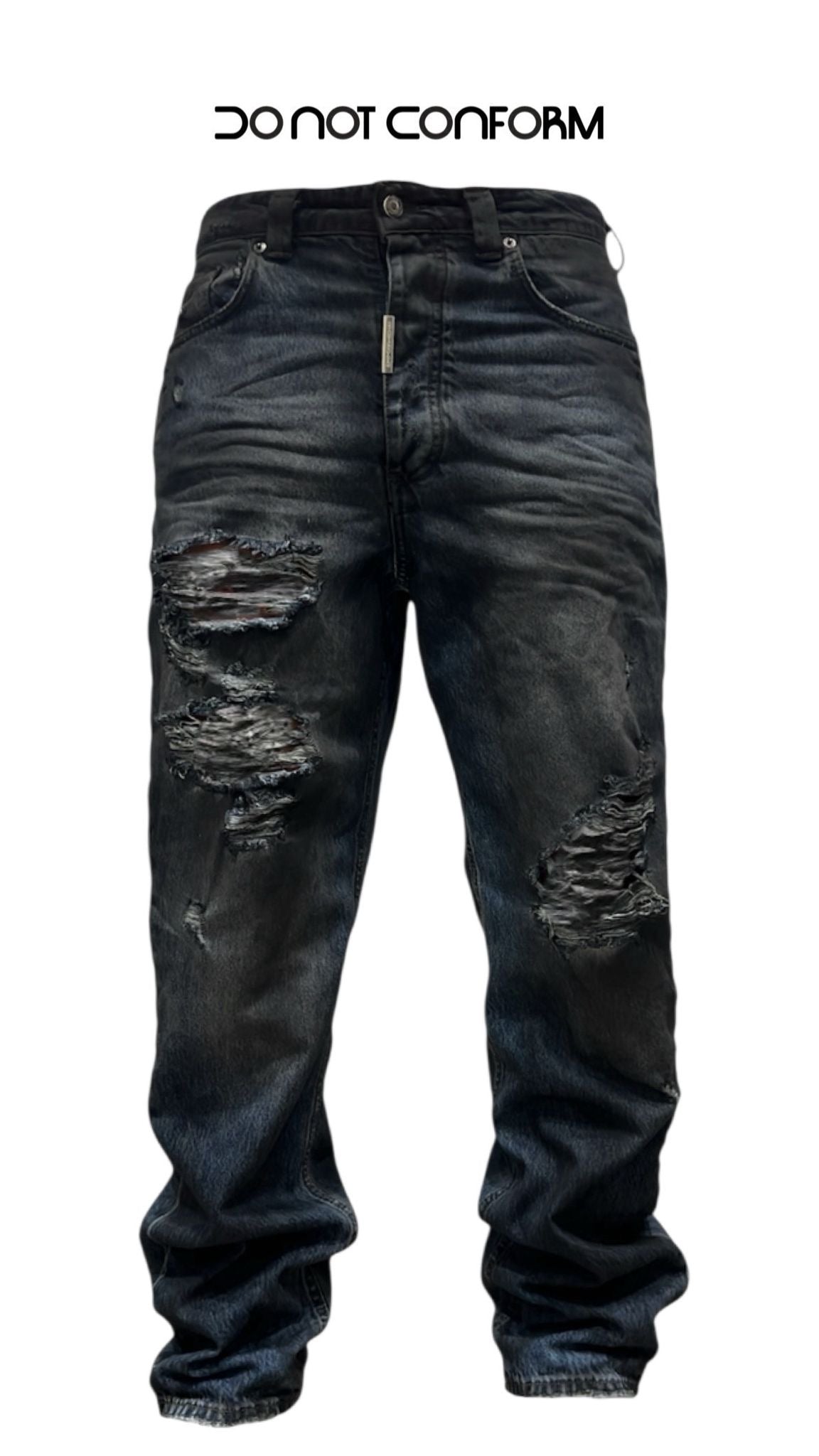 Jeans Baggy Blue Pigment Black Abrasions