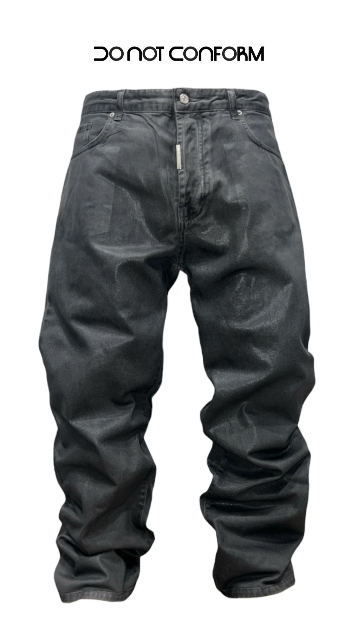 Jeans Baggy Grey Waxed Leather