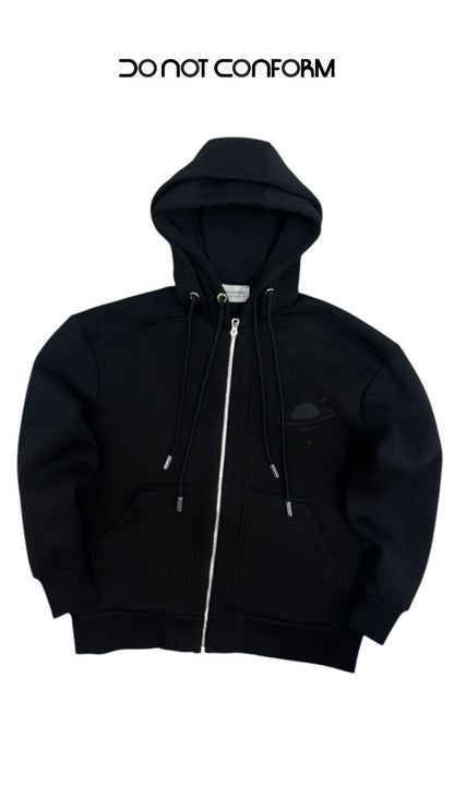 Felpa Black Zip doppio cappuccio