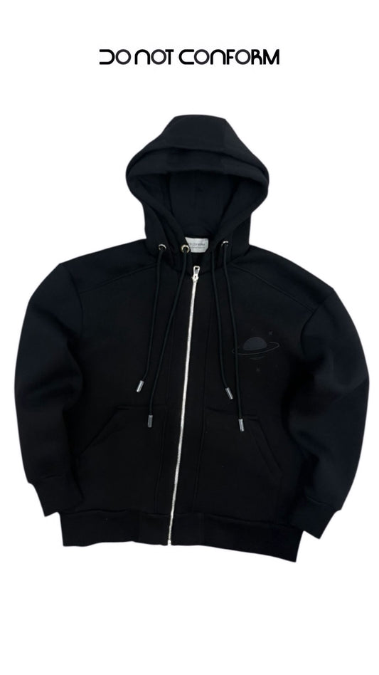 Felpa Black Zip doppio cappuccio