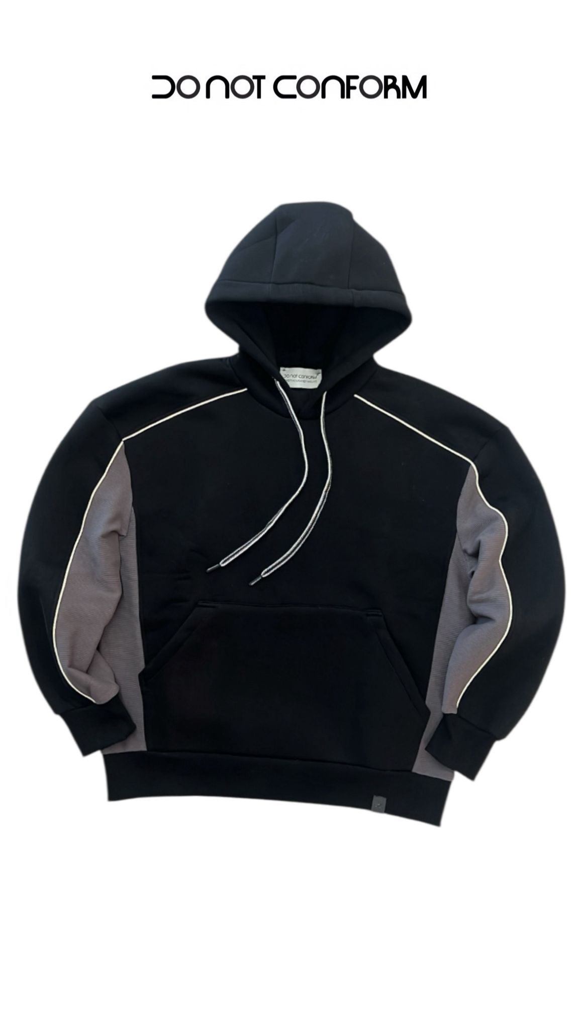 Double Fabric Black Hoodie